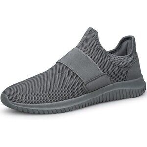 Mens All Grey Running Shoes Breathable Lightweight Comfortable Non Slip Sneaker